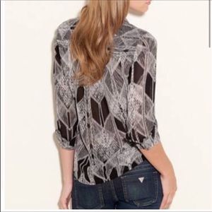 Guess Abstract Button Blouse